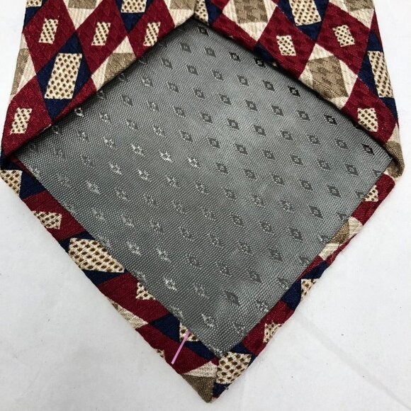 Givenchy Monsieur 100% Silk Red Gold Blue Geometric Men's Designer Tie - Picture 5 of 10